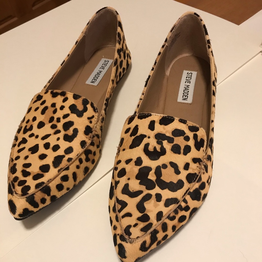 Steve Madden Feather Leopard Calf Hair Loafers